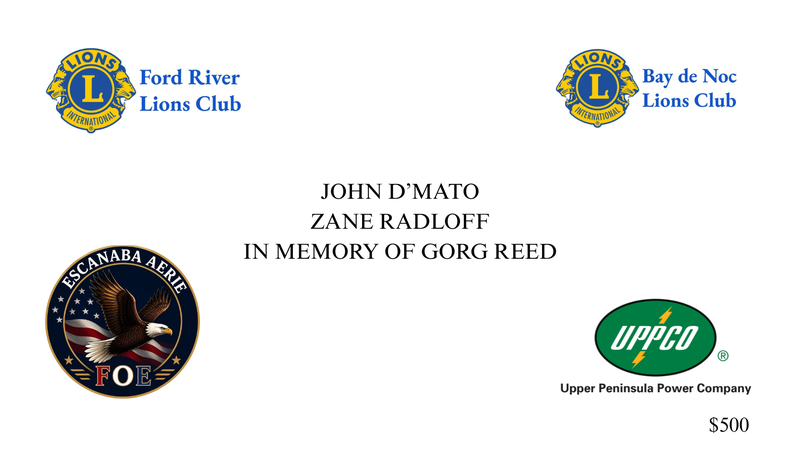 $500+ donor artwork. Donor names and the memorial dedication are listed in this section.