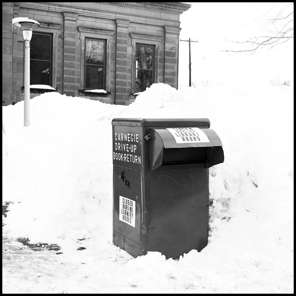 Winter photo of the Carnegie building